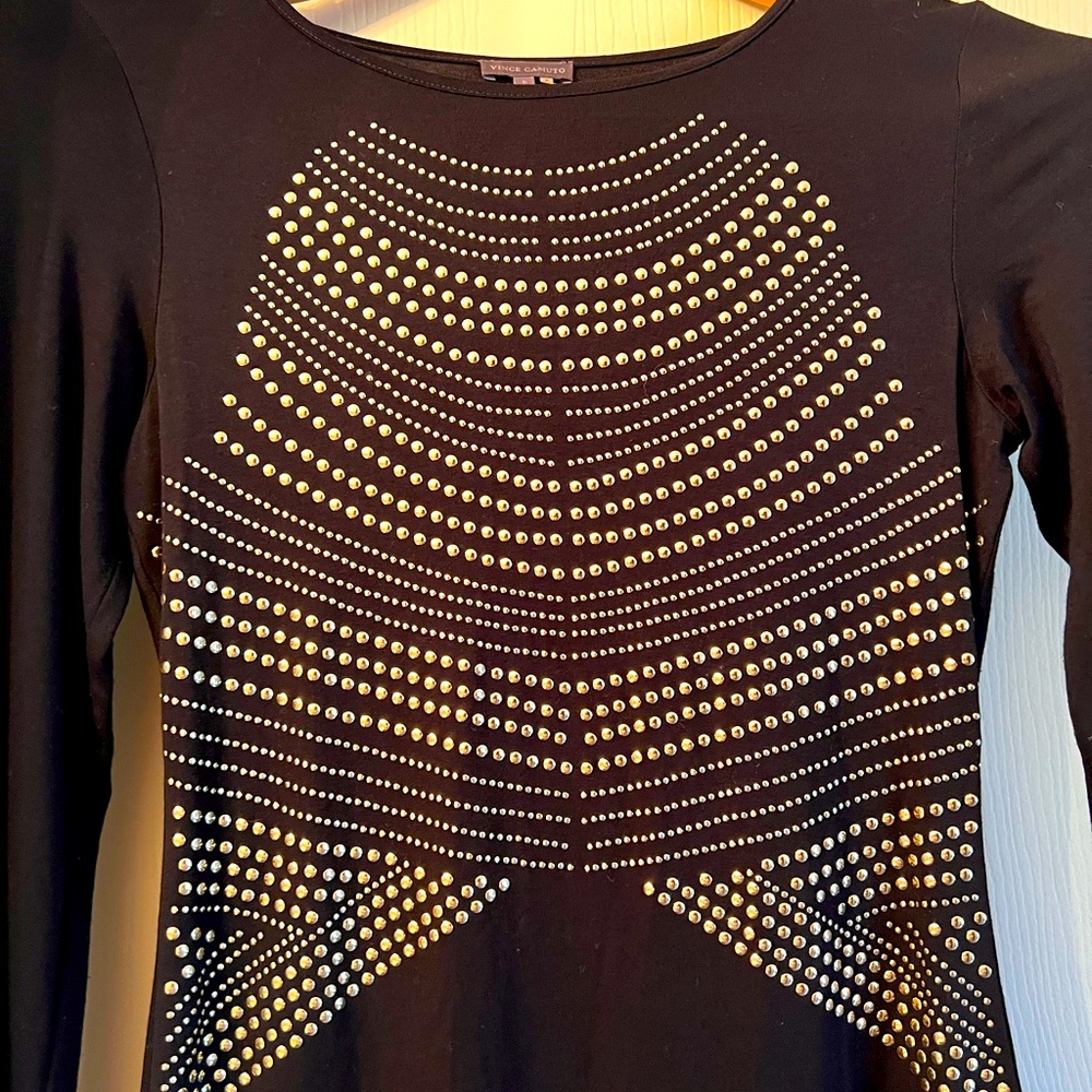 Black Vince Camaro Dress Size s with gold embellishment